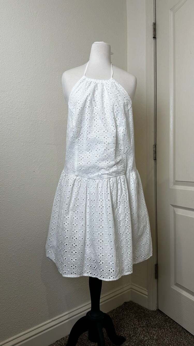 Wild Fable Halter Eyelet Mini Dress Size XXL White Cotton
